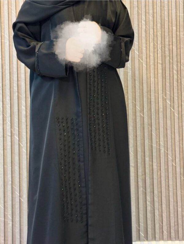 Straight Buttoned Up Hand Embroidered Beaded Work Abaya