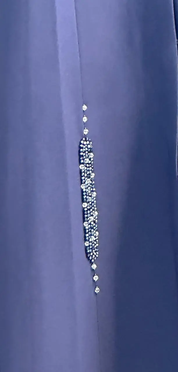 Straight buttoned up Abaya with hand embroidery - Image 2