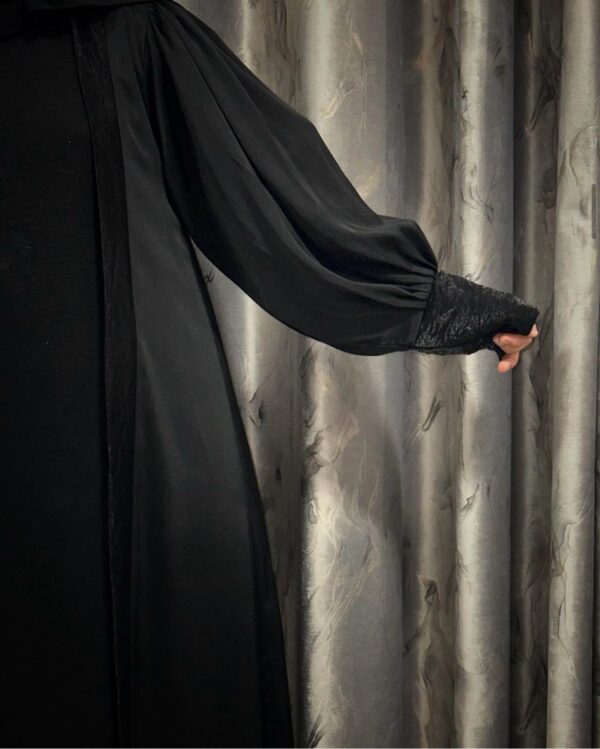 Cuff Balloon Sleeved Straight open abaya - Image 2