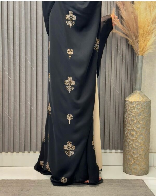 Embroidered Black Open Farasha - Image 2