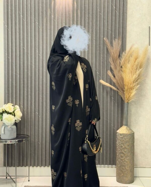 Embroidered Black Open Farasha