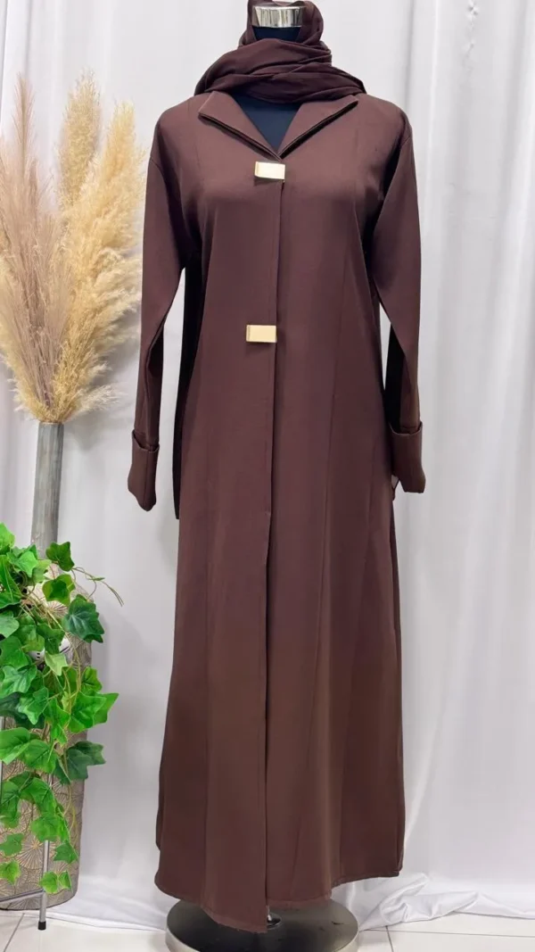 Straight buttoned up Abaya with exclusive buttons - Image 2