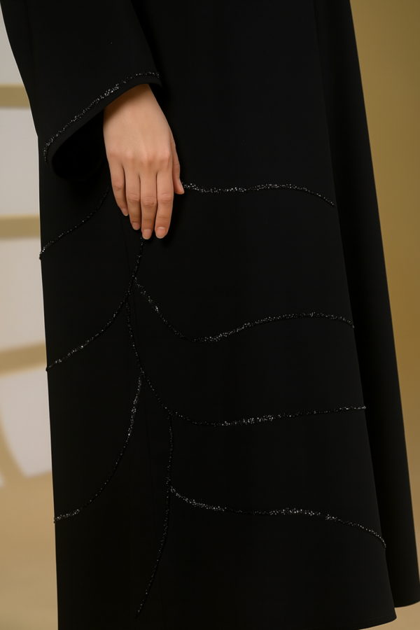 Straight abaya with 100% guaranteed premium stones and beaded work - Image 4