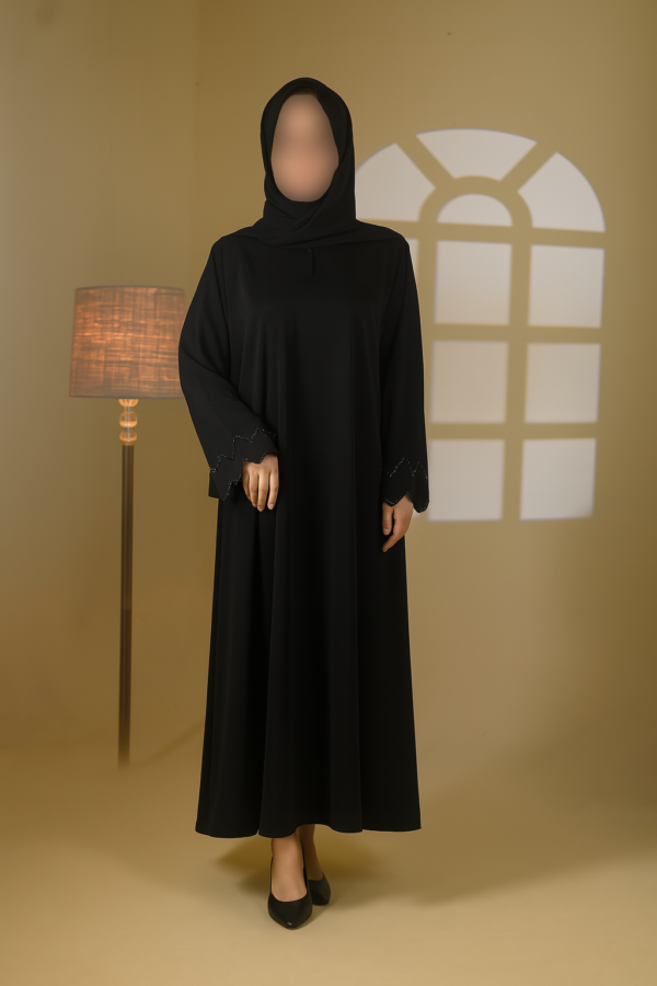 Straight abaya and 100% guaranteed premium stones on the sleeves and duppata - Image 4