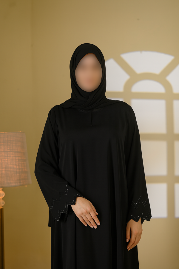 Straight abaya and 100% guaranteed premium stones on the sleeves and duppata - Image 3