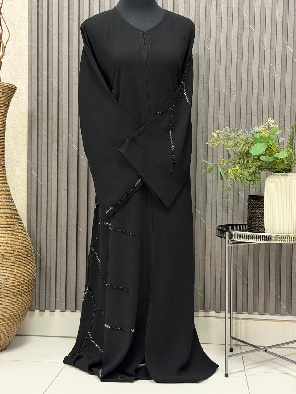 Straight abaya with 100% guaranteed premium stones and beaded work