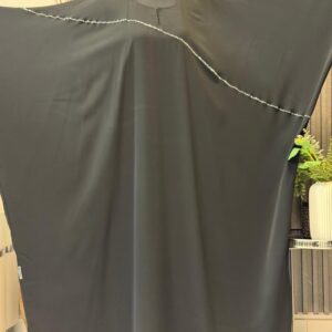 Plain Farasha with a two lined 100% guaranteed premium stonework all around the abaya and the scarf