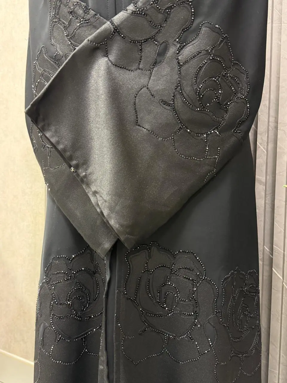 Buttoned up, stone embellished abaya - Image 2