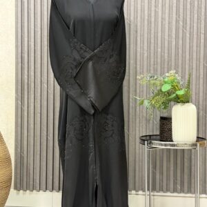 Buttoned up, stone embellished abaya