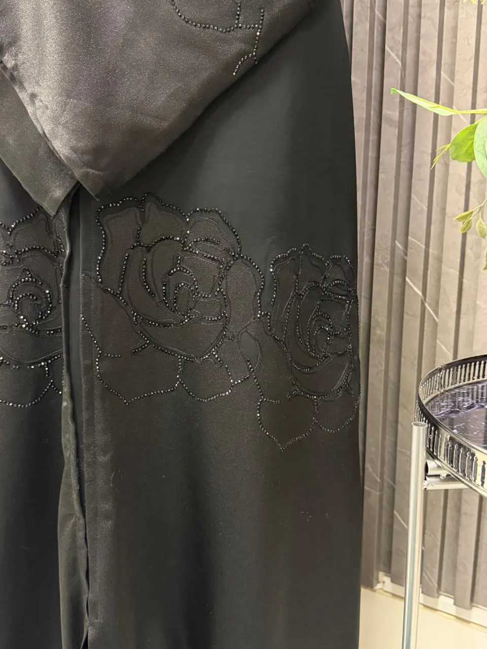 Buttoned up, stone embellished abaya - Image 5