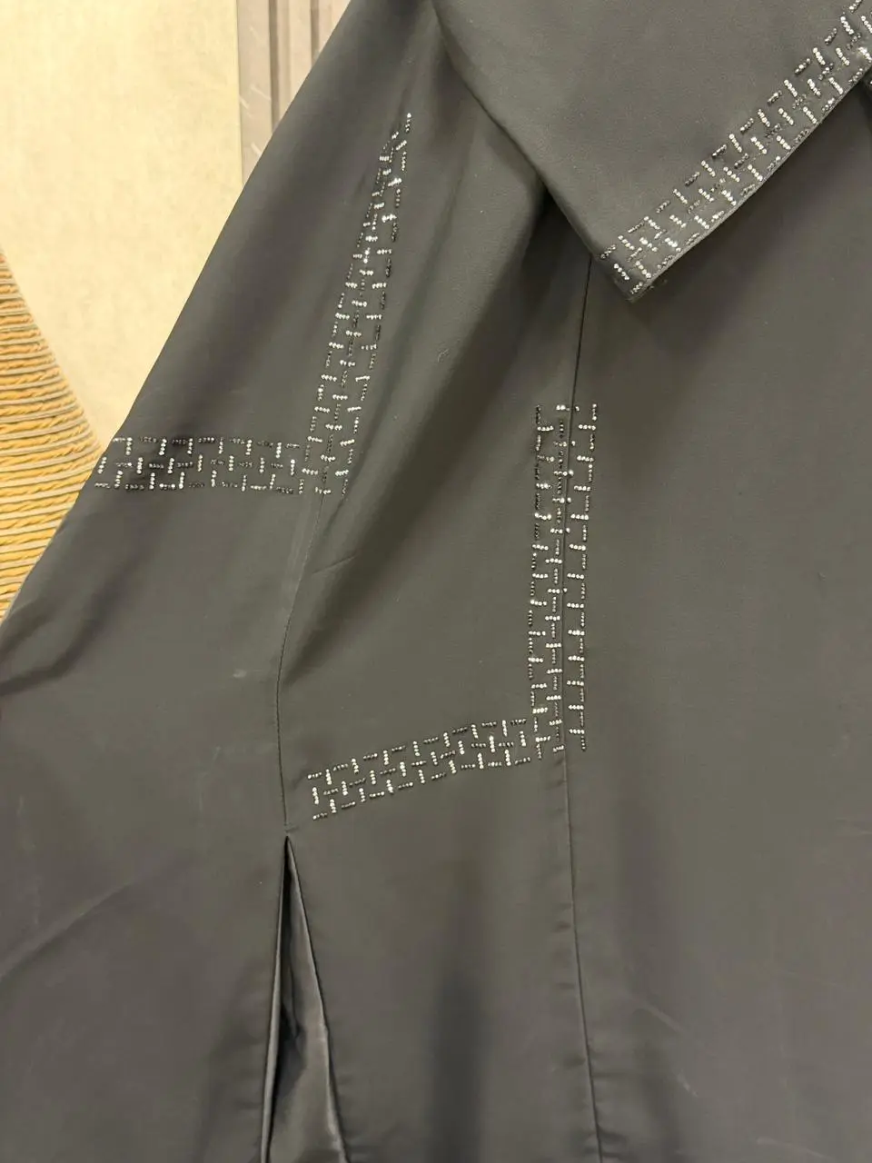 A- lined Abaya with premuim stonework and plaits on the side and back - Image 3