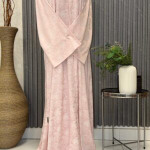 Open Abaya on a self textured cloth with a slit on the sleeve