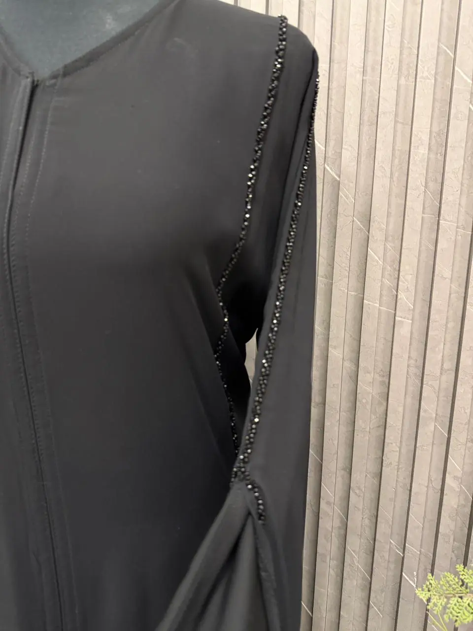 A-lined Abaya with tube beaded work - Image 2