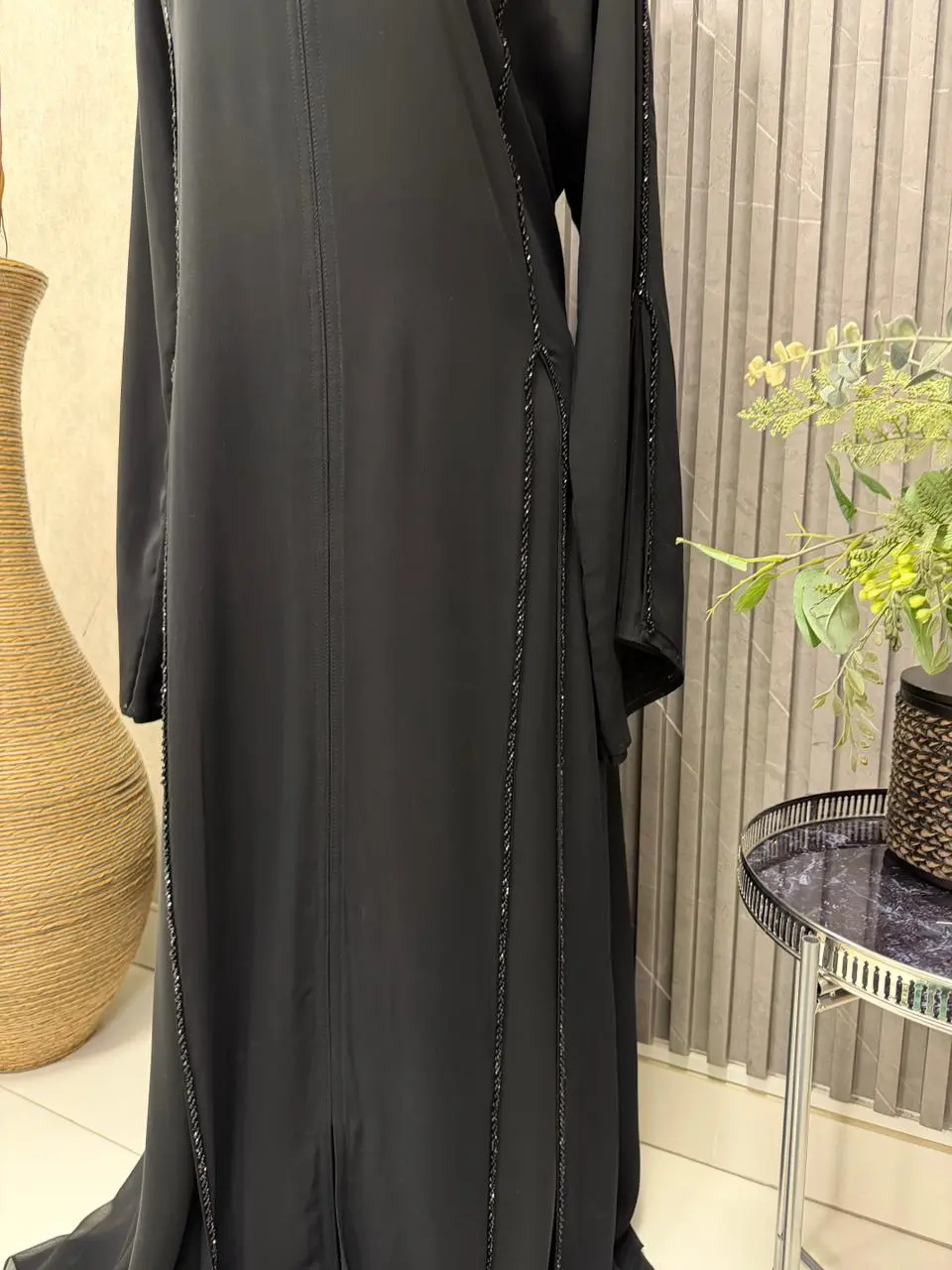 A-lined Abaya with tube beaded work - Image 3
