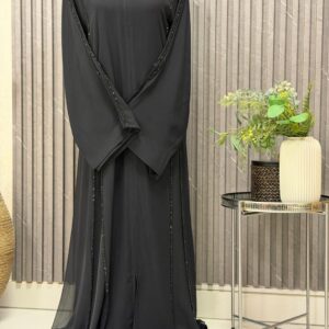 A-lined Abaya with tube beaded work