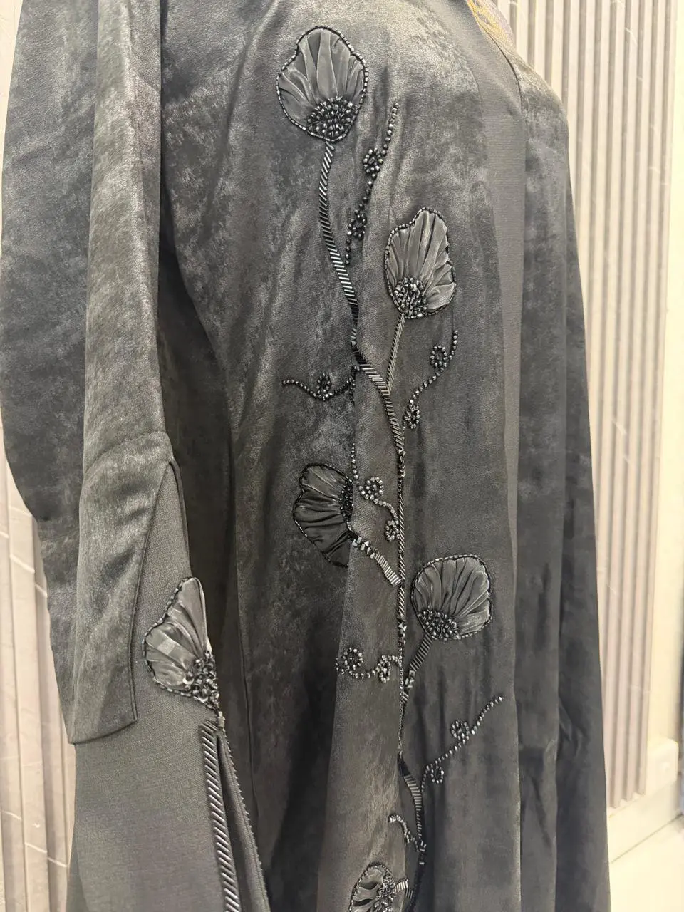 A-lined Abaya with organza and stones work