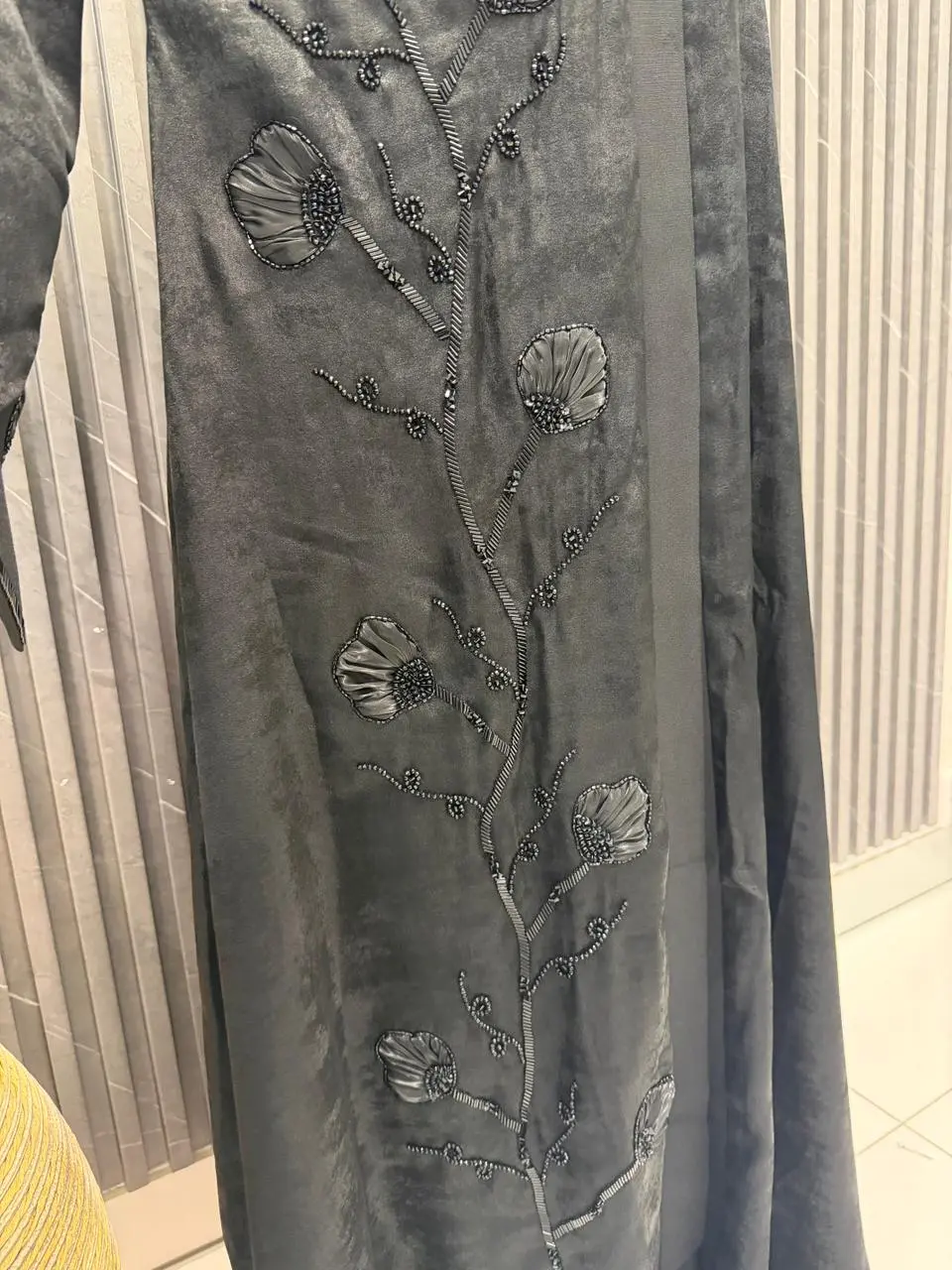 A-lined Abaya with organza and stones work - Image 3